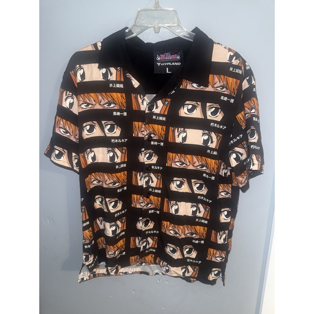 HYPLAND‎ Bleach Anime  Button Up Shirt Mens L Japanese Ichigo Rukia NWT